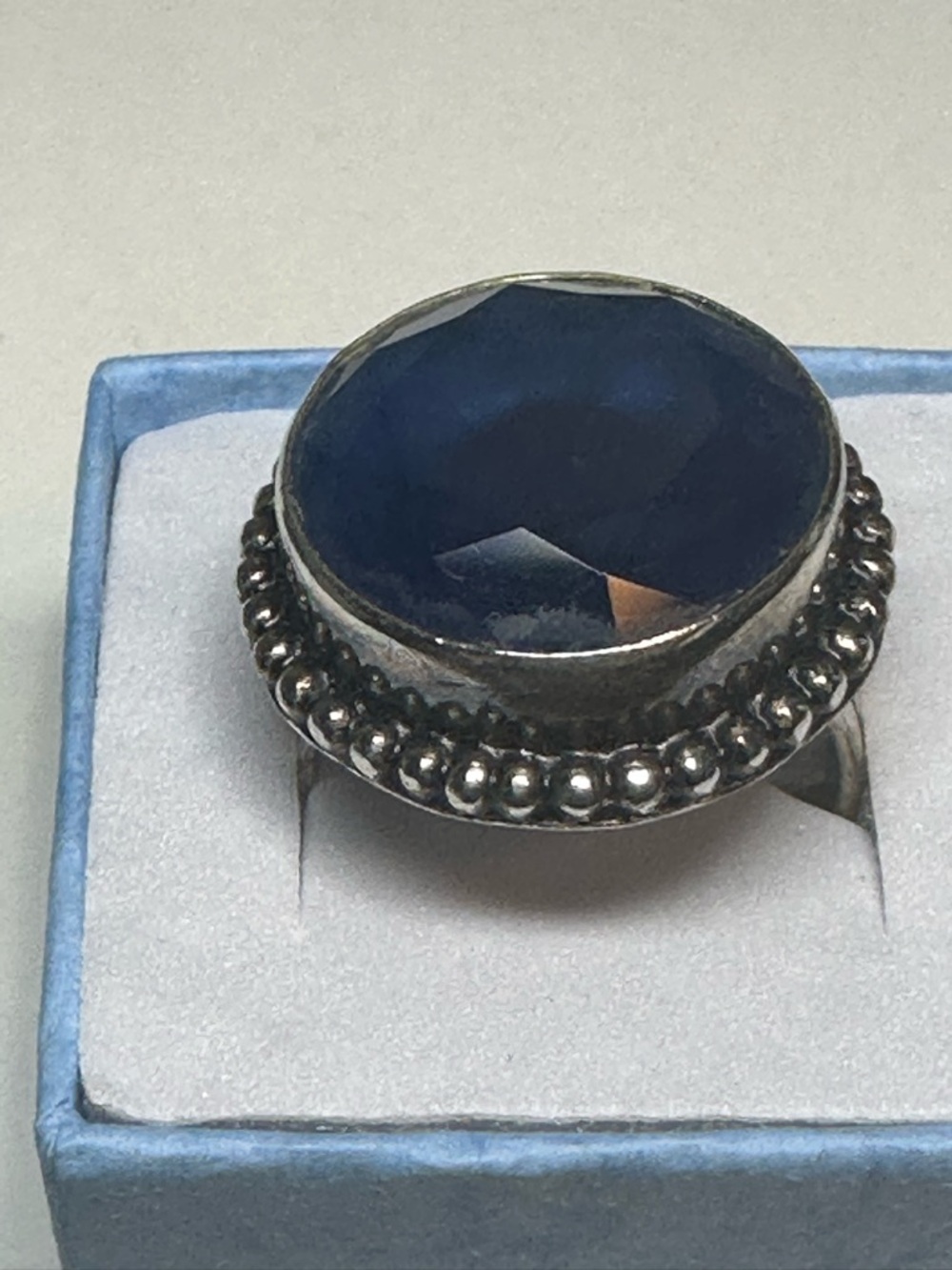 Sterling Silver Blue Gemstone Statement Ring